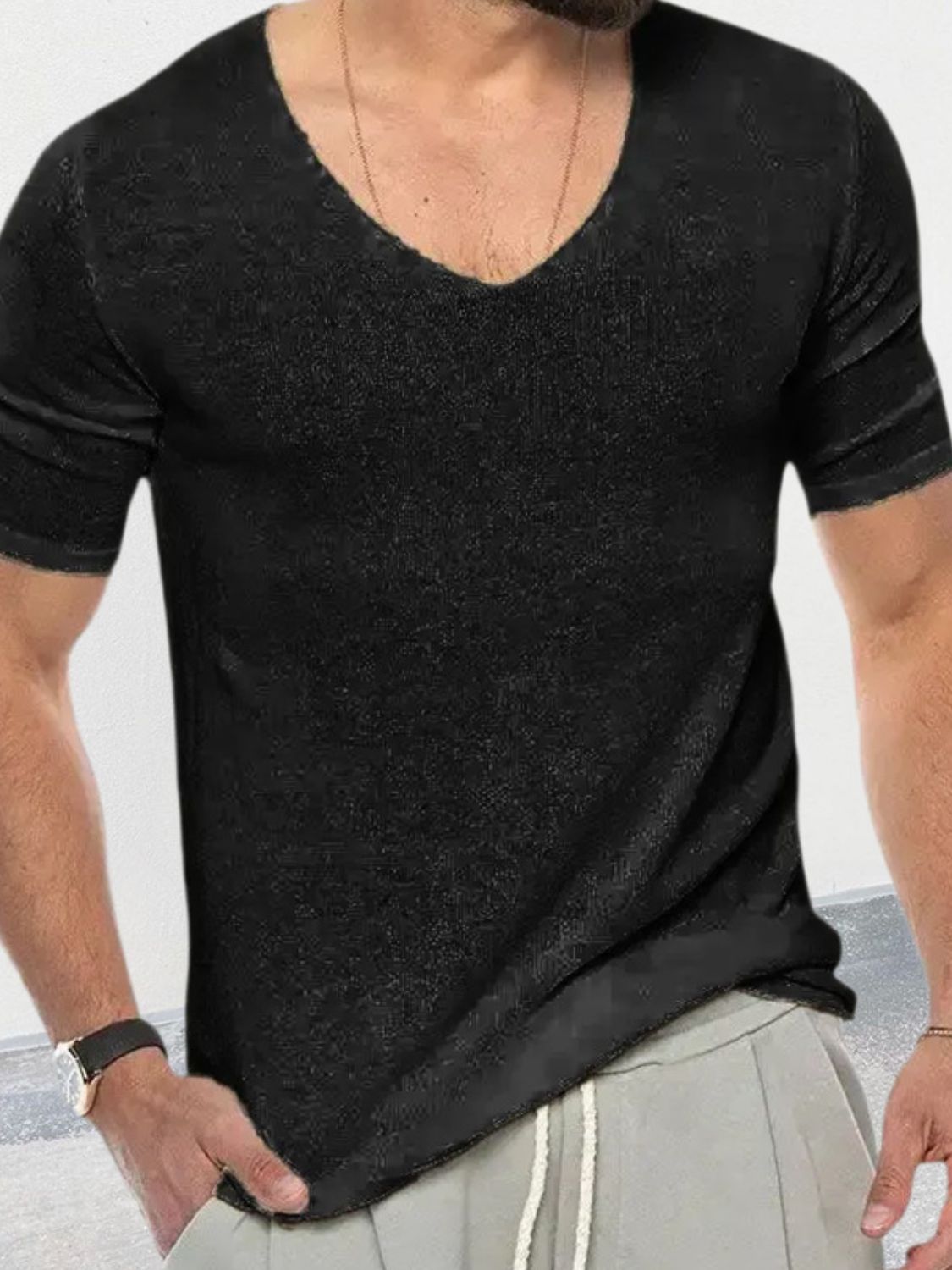 Men's V-Neck Short Sleeve T-Shirt.