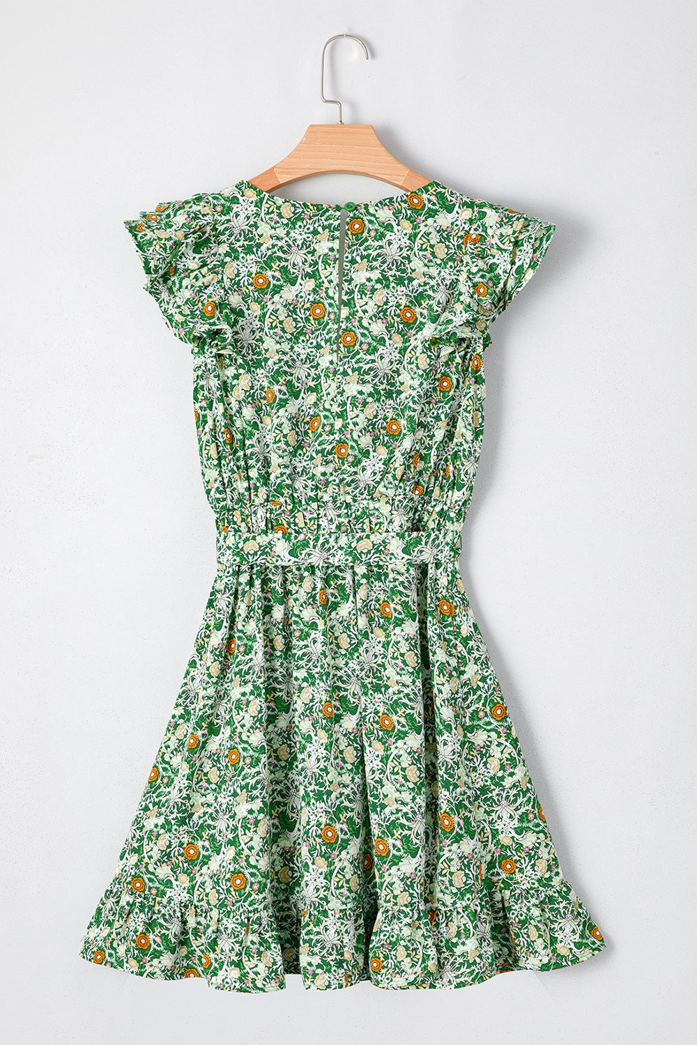 Romantic Floral Flutter Sleeve V-Neck Mini Dress - Garden Party Perfection.