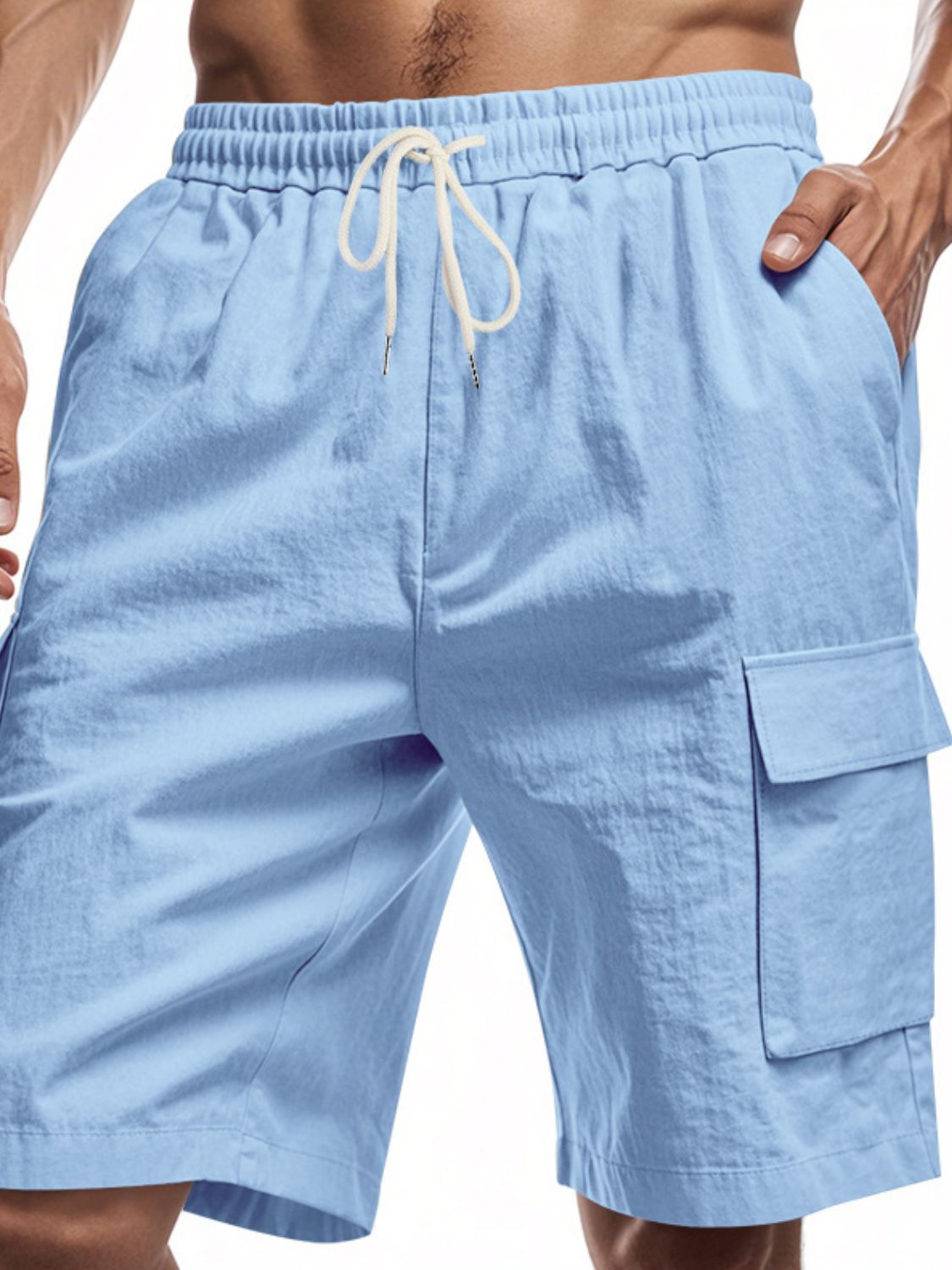 Men's Cargo Pocket Drawstring Shorts - Plus Size Comfort.