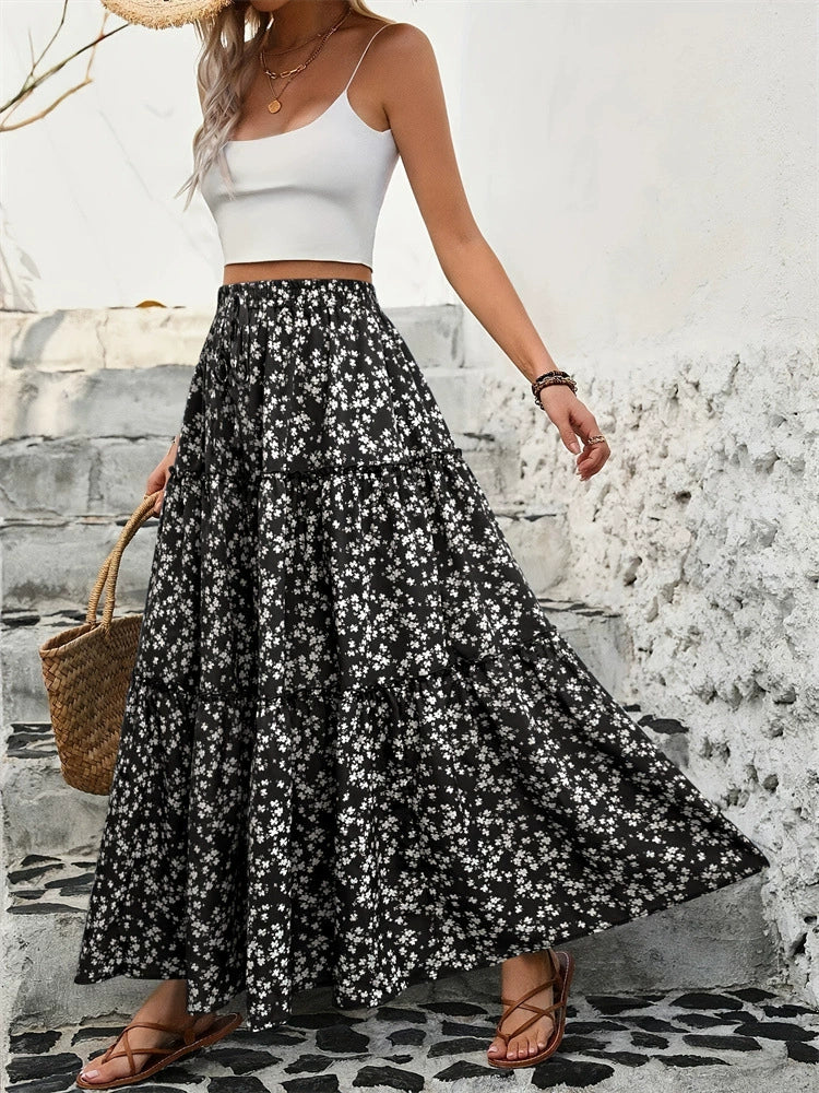 Tiered Floral Maxi Skirt.