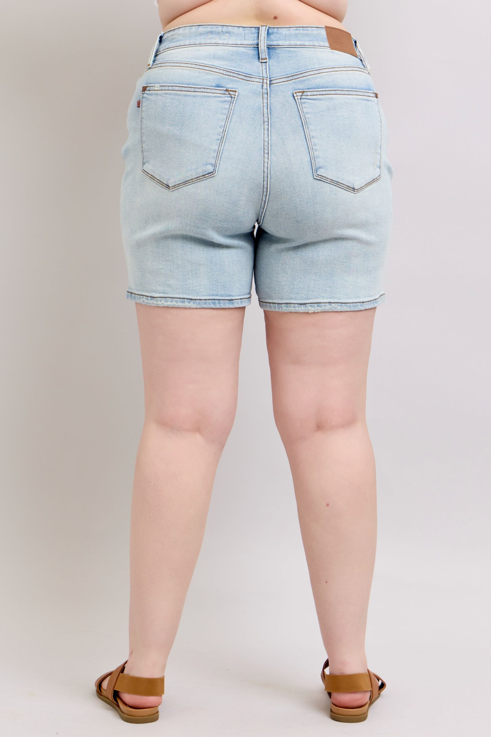 Judy Blue Full Size 2 Button Denim Shorts with Pockets Plus Size.