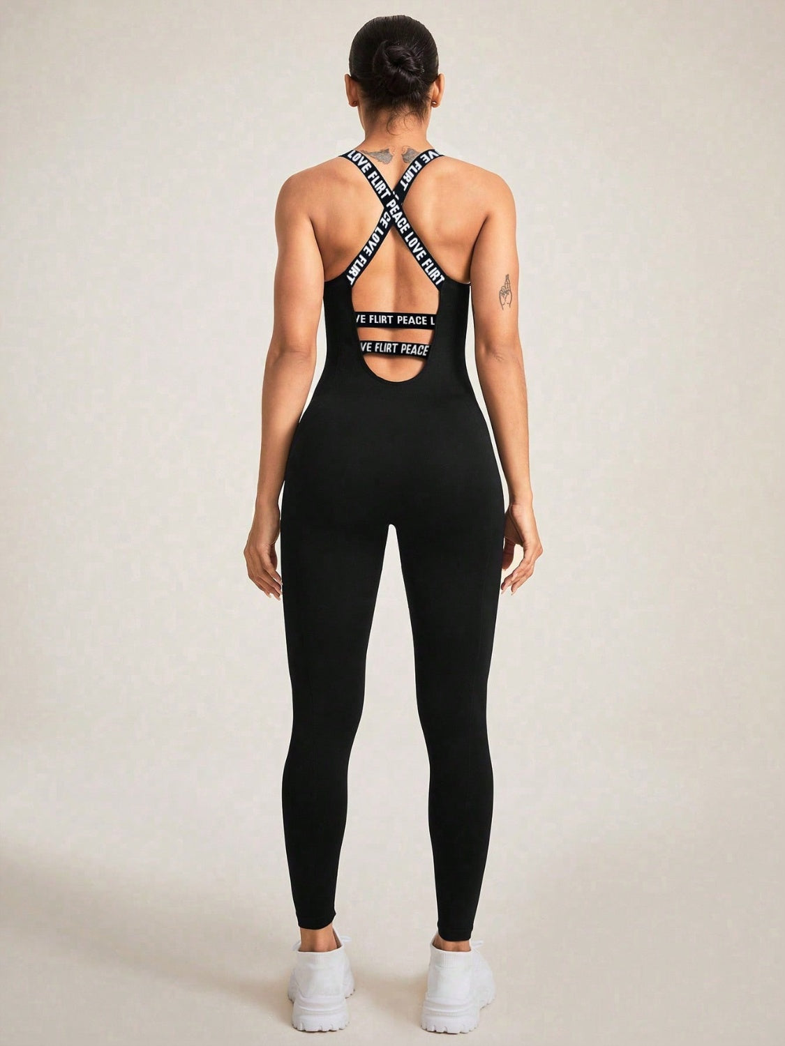Crisscross Back Sleeveless Active Jumpsuit.