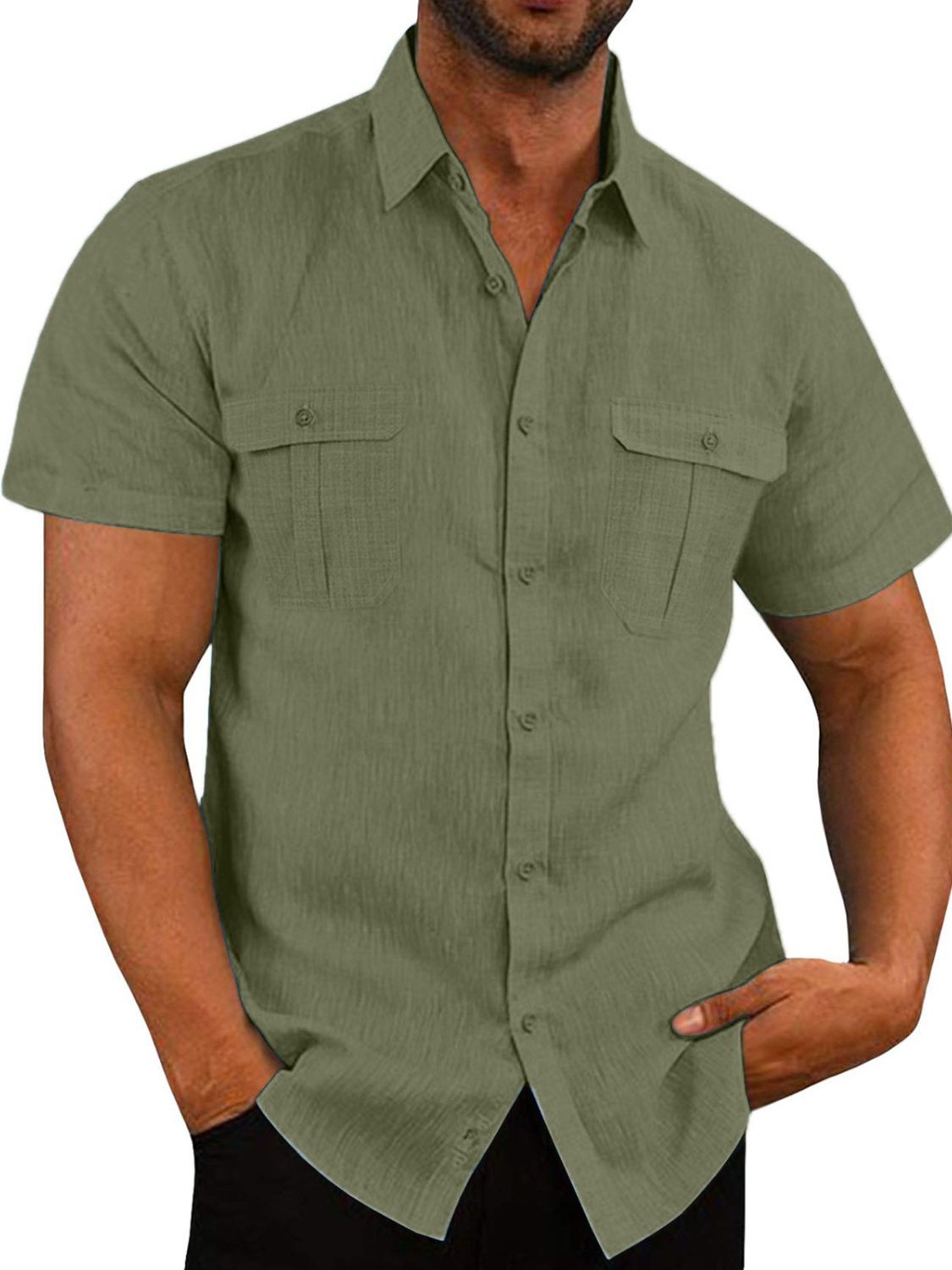 Men's Plus Size Collared Neck Short Sleeve Shirt.