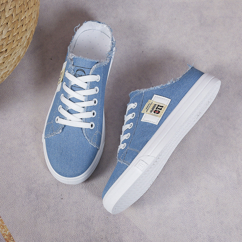 Frayed Hem Canvas Sneakers.