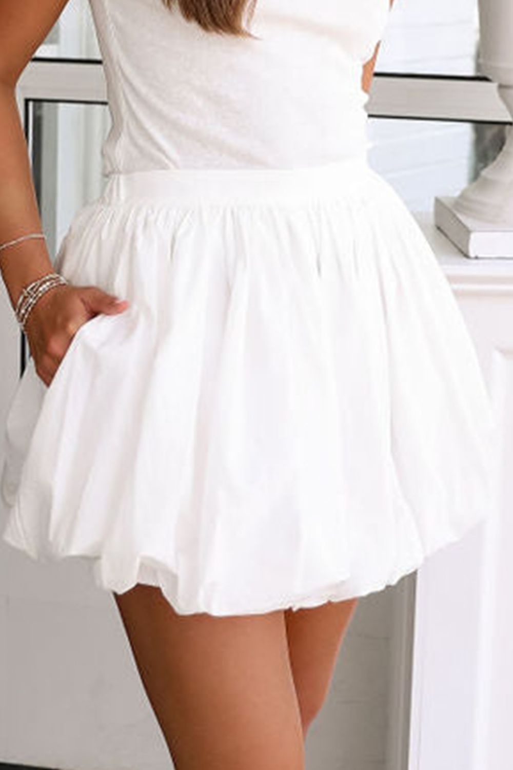 Bubble Mini Skirt with Pockets.