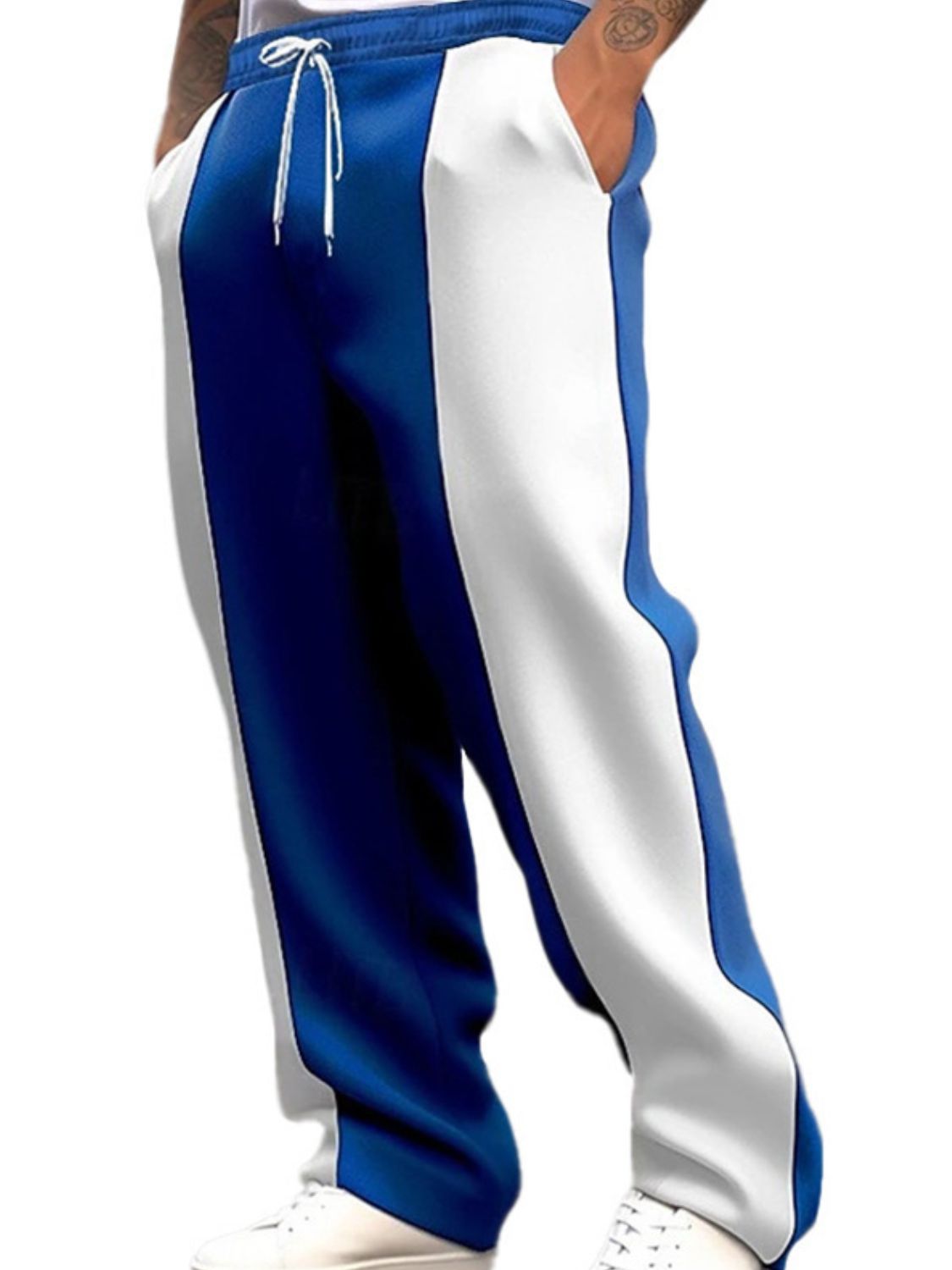 Men's Stylish Contrast Drawstring Pants - Plus Size Comfort.