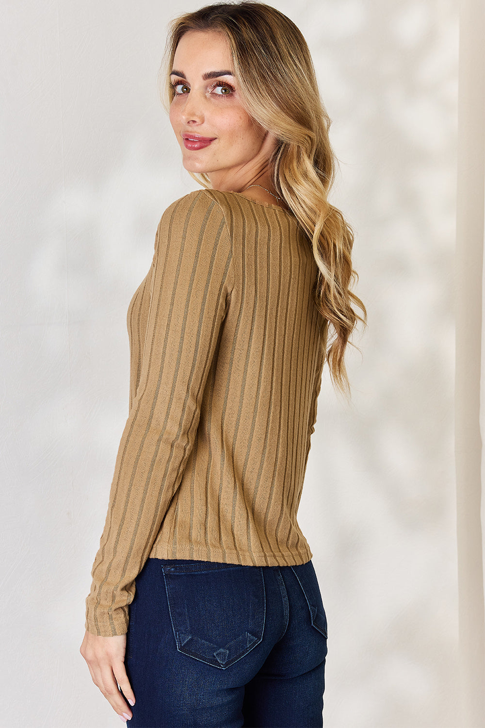 Basic Bae Full Size Ribbed Long Sleeve T-Shirt.