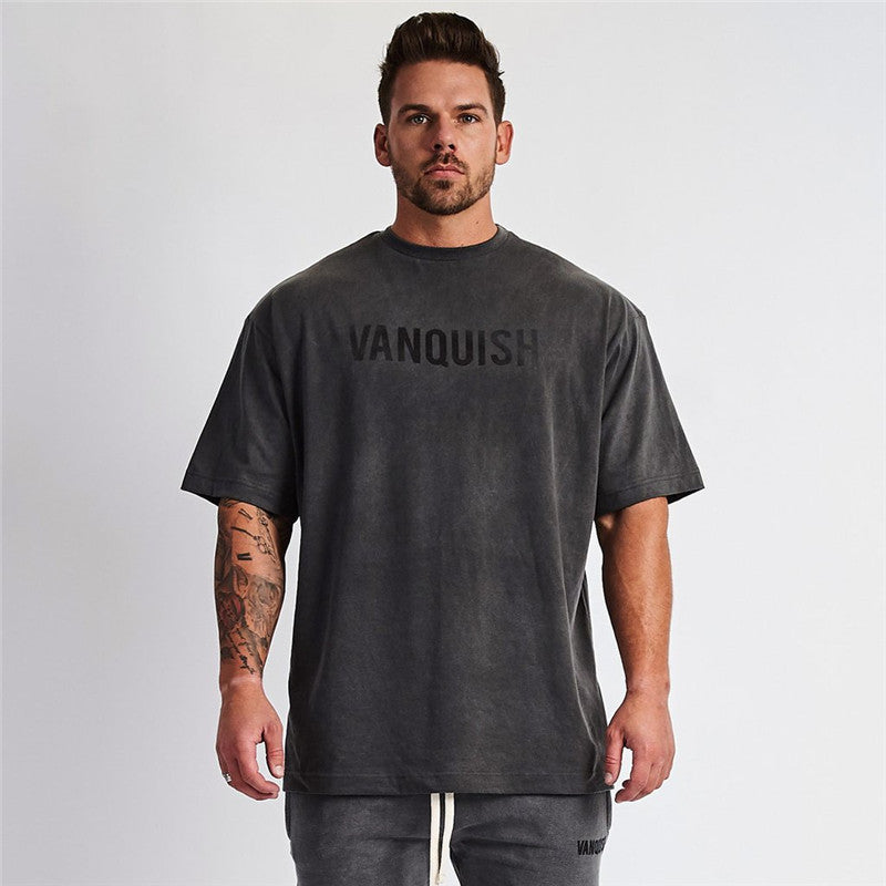 Men's "VANQUISH" Cotton-Blend Round Neck Half Sleeve T-Shirt.