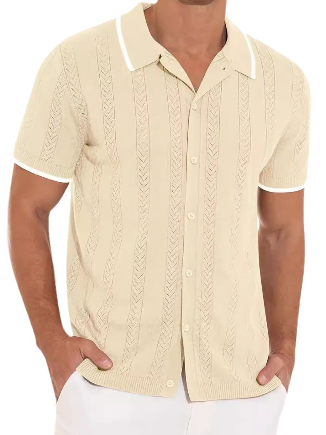 Men's Plus Size Button Down Short Sleeve Shirt - Classic Casual Style.