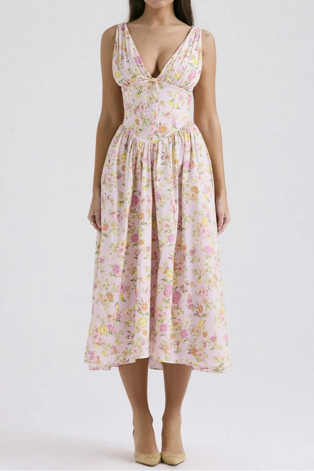 Floral Midi Dress with Pockets.