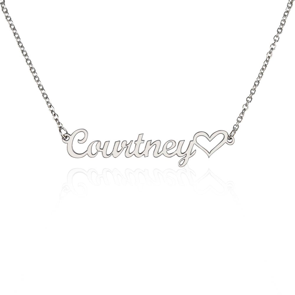 Personalized Cursive Name Necklace with Heart Charm - Custom Made 16"-18" Adjustable Chain.