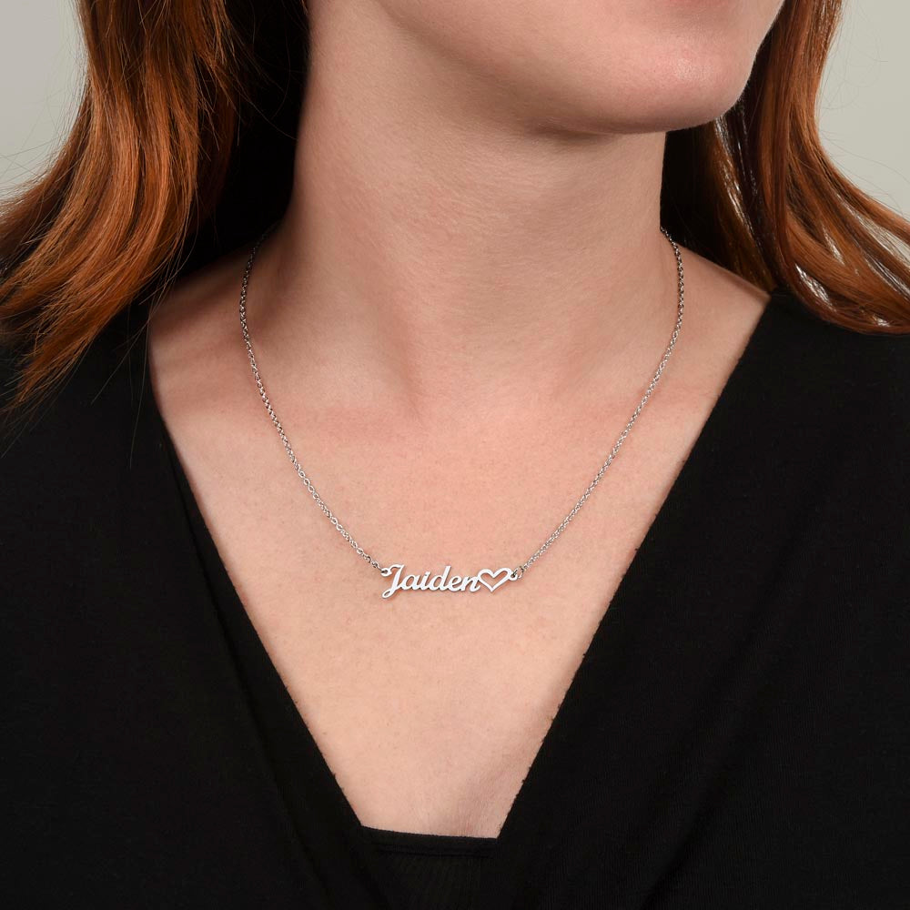 Personalized Cursive Name Necklace with Heart Charm - Custom Made 16"-18" Adjustable Chain.