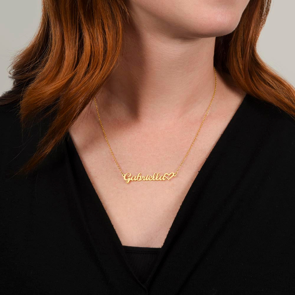 Personalized Cursive Name Necklace with Heart Charm - Custom Made 16"-18" Adjustable Chain.