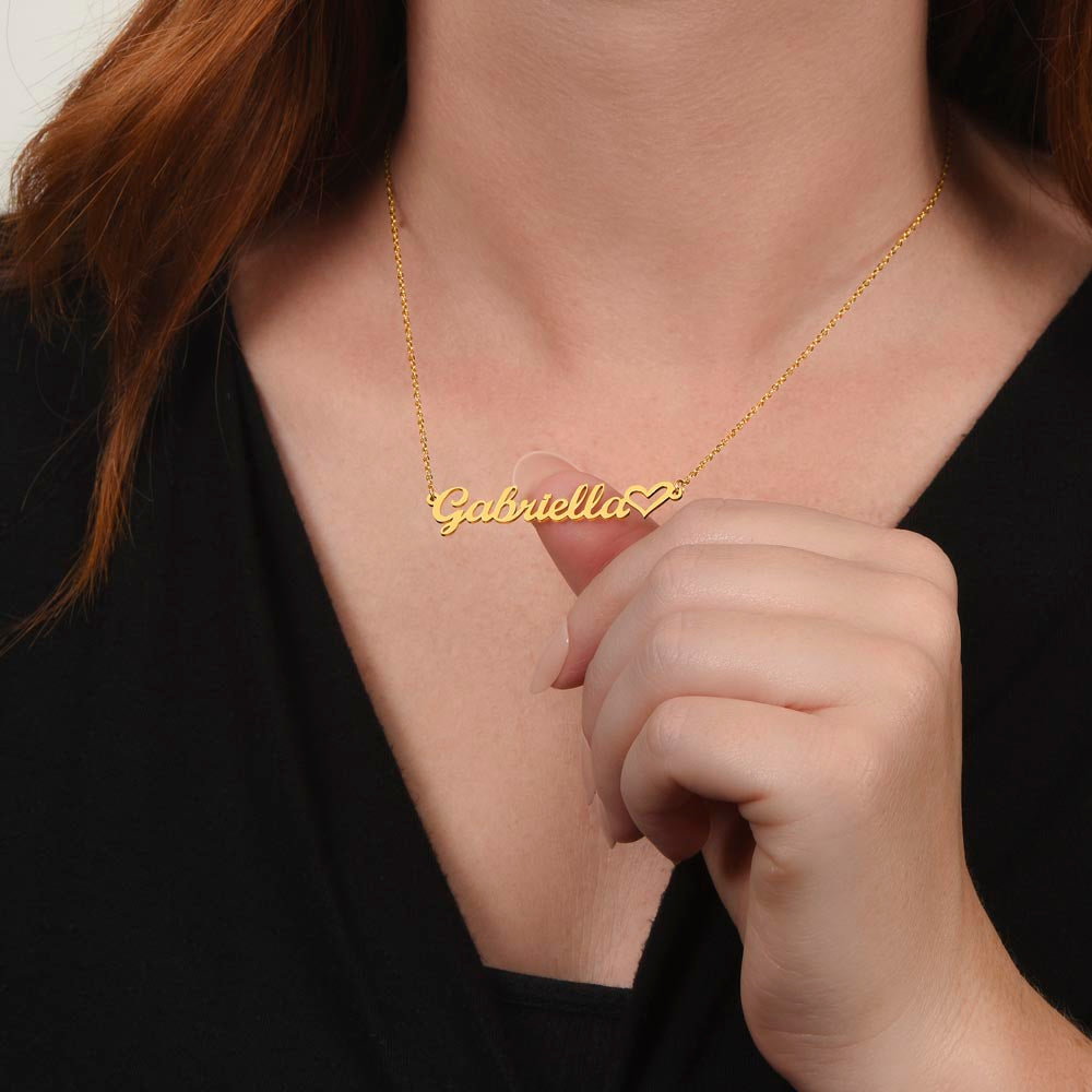 Personalized Cursive Name Necklace with Heart Charm - Custom Made 16"-18" Adjustable Chain.