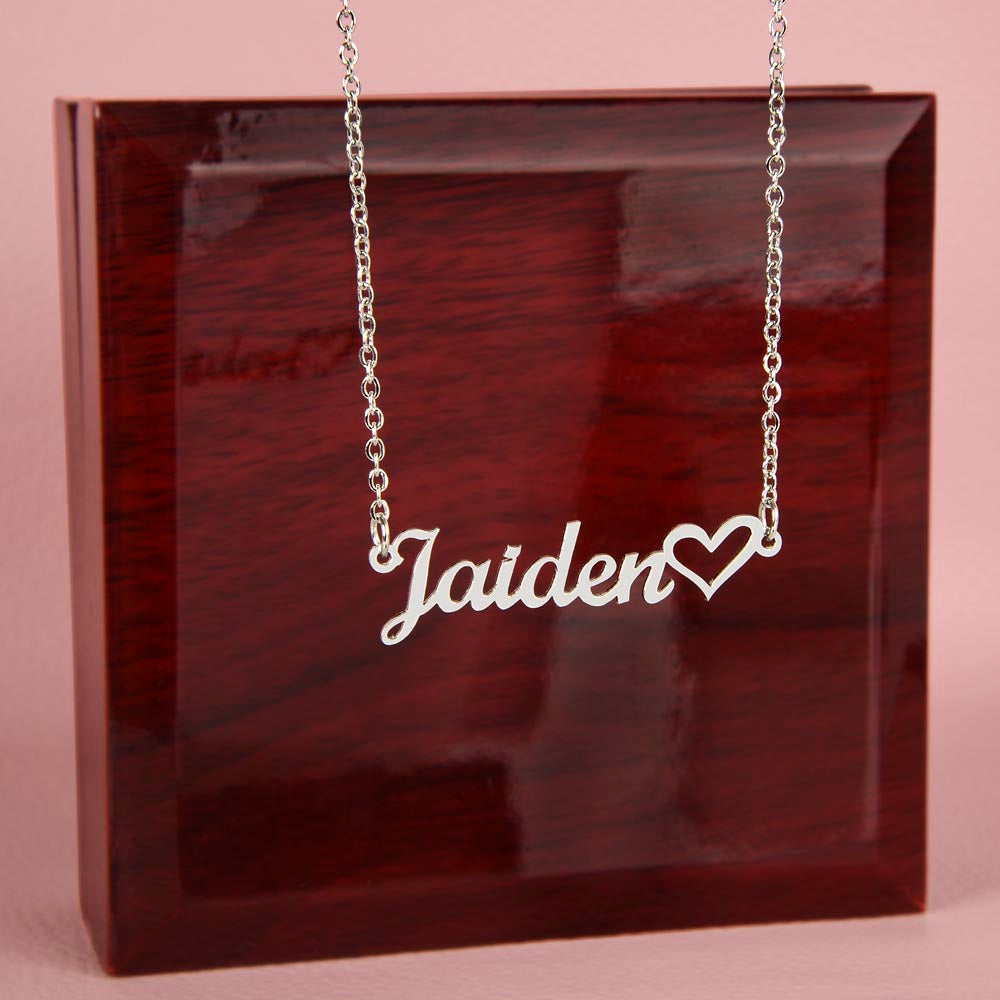 Personalized Cursive Name Necklace with Heart Charm - Custom Made 16"-18" Adjustable Chain.