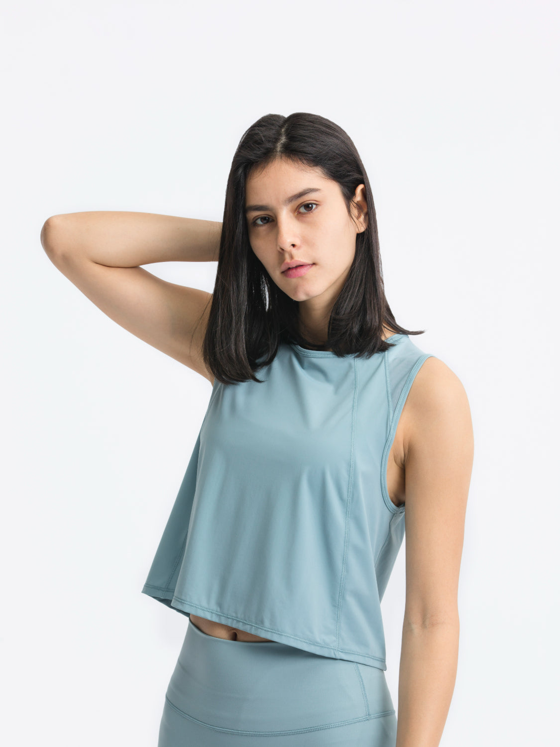 Millennia Round Neck Cropped Active Tank.