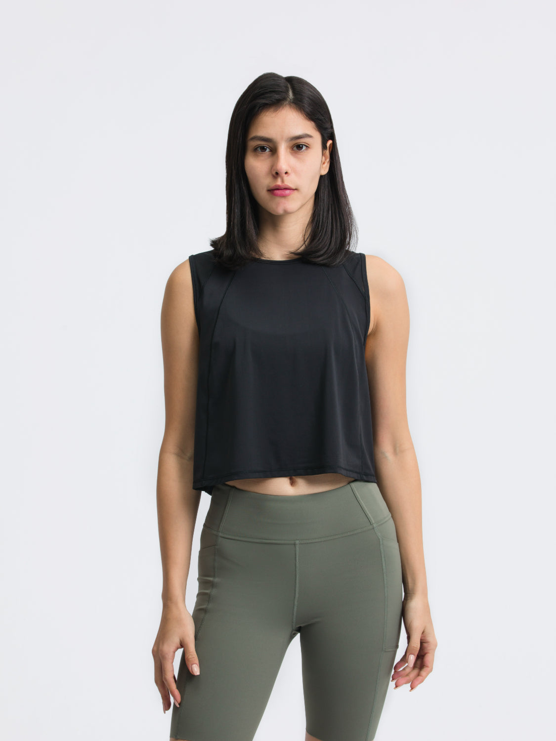 Millennia Round Neck Cropped Active Tank.