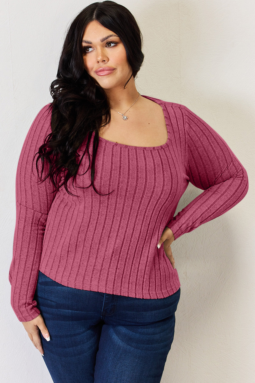 Basic Bae Full Size Ribbed Long Sleeve T-Shirt.