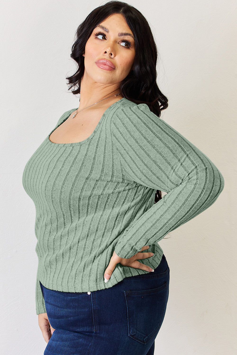 Basic Bae Full Size Ribbed Long Sleeve T-Shirt.