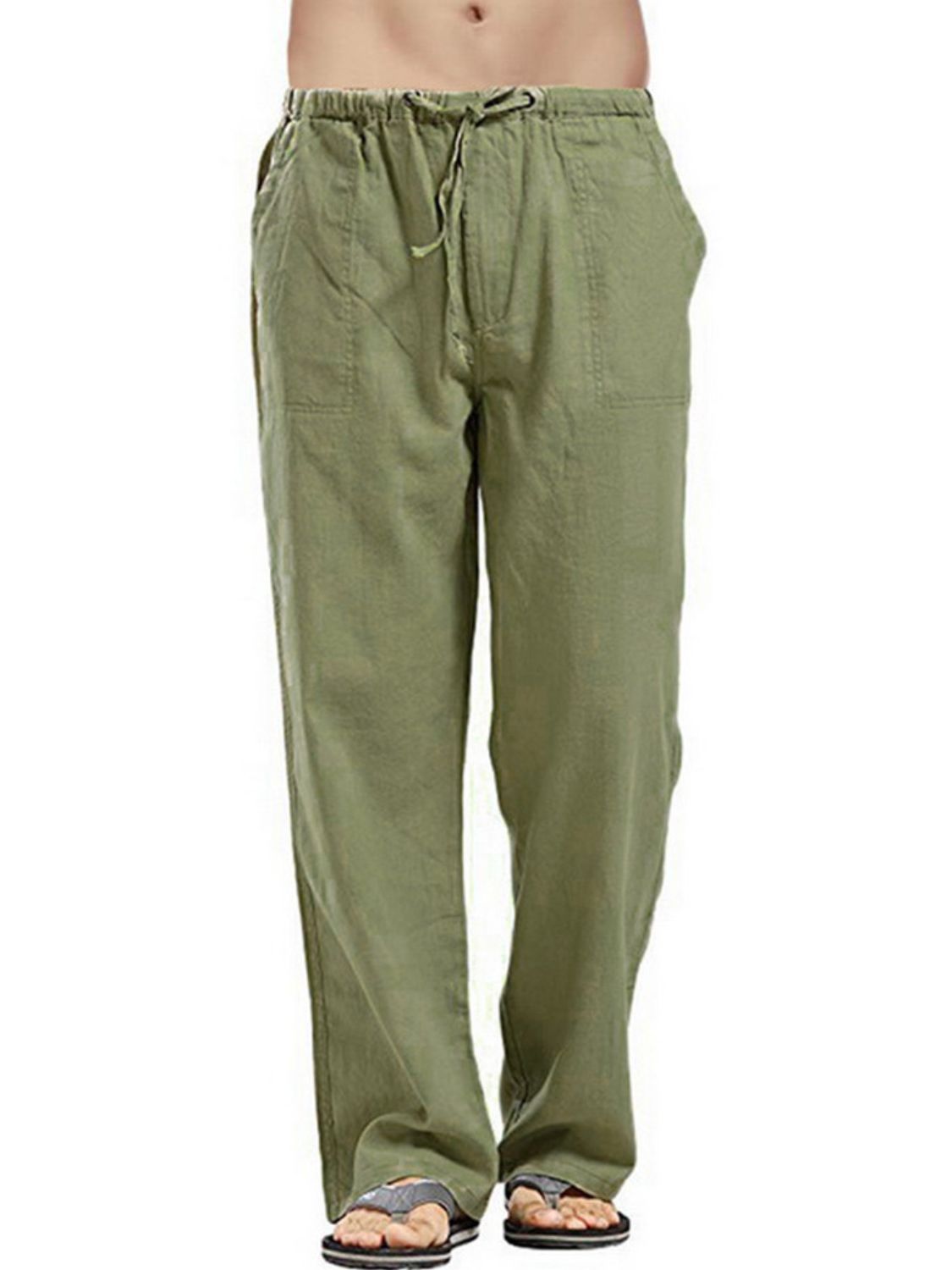 Men's Full Size Drawstring Straight Leg Pants - Plus Size.