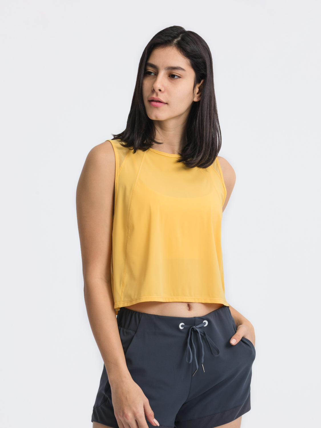 Millennia Round Neck Cropped Active Tank.