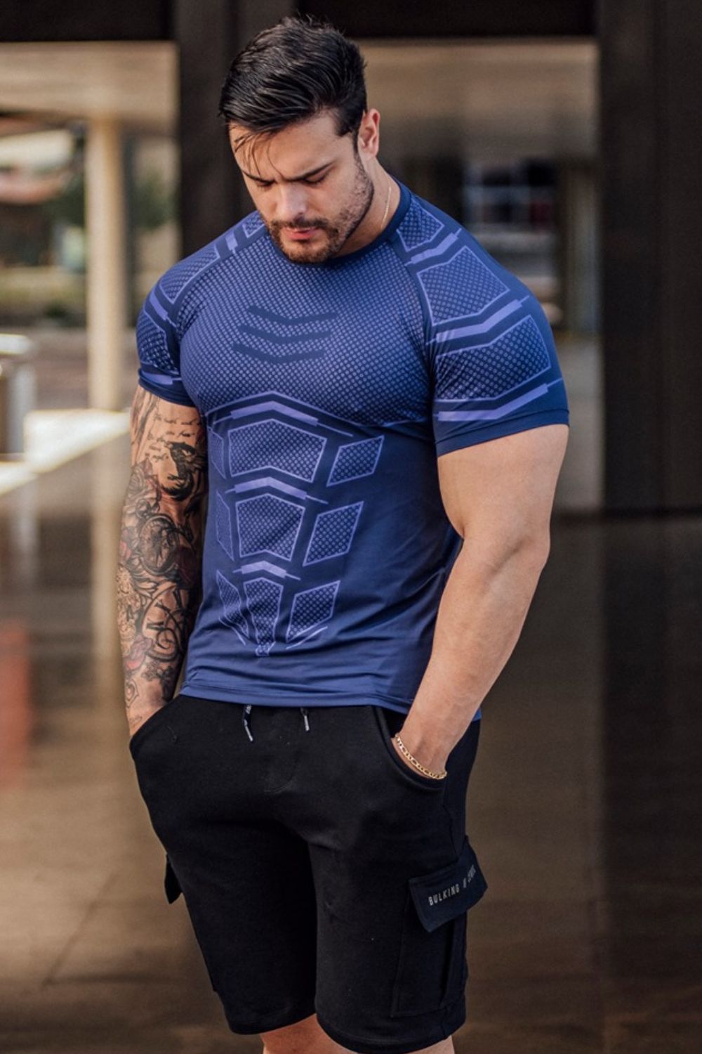 Men's Workout Round Neck Short Sleeve T-Shirt.