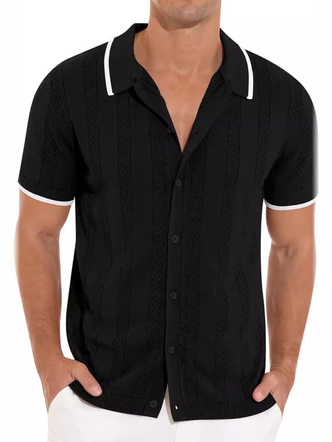 Men's Plus Size Button Down Short Sleeve Shirt - Classic Casual Style.