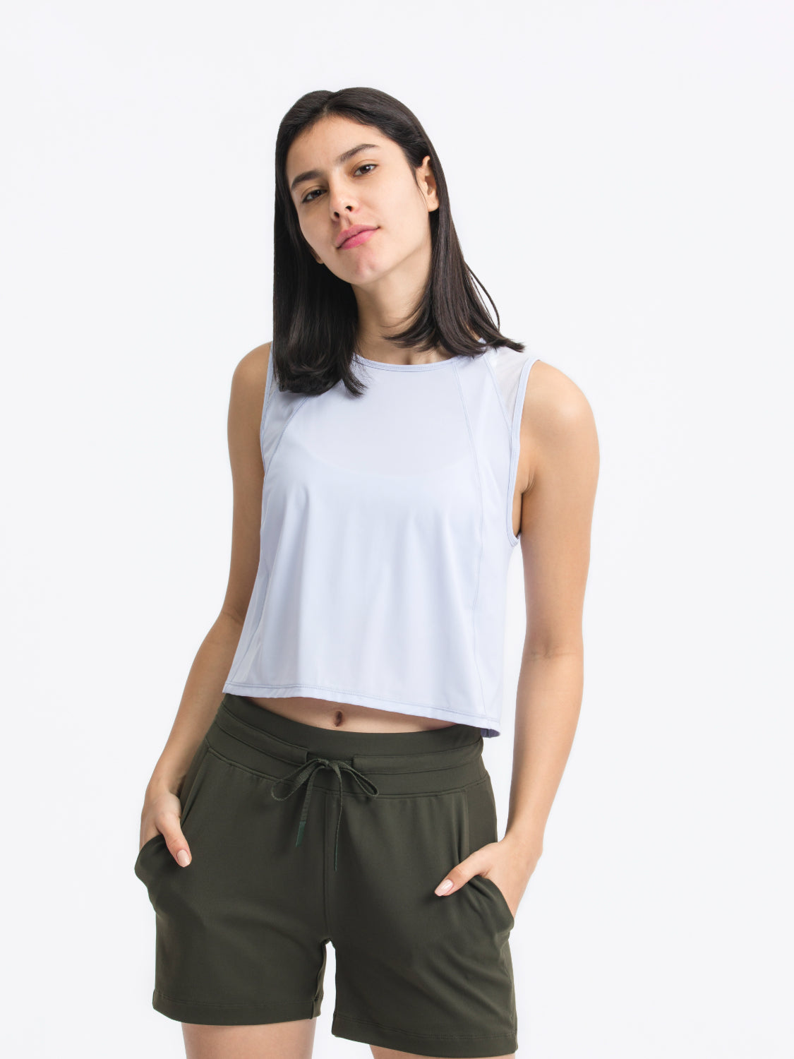 Millennia Round Neck Cropped Active Tank.
