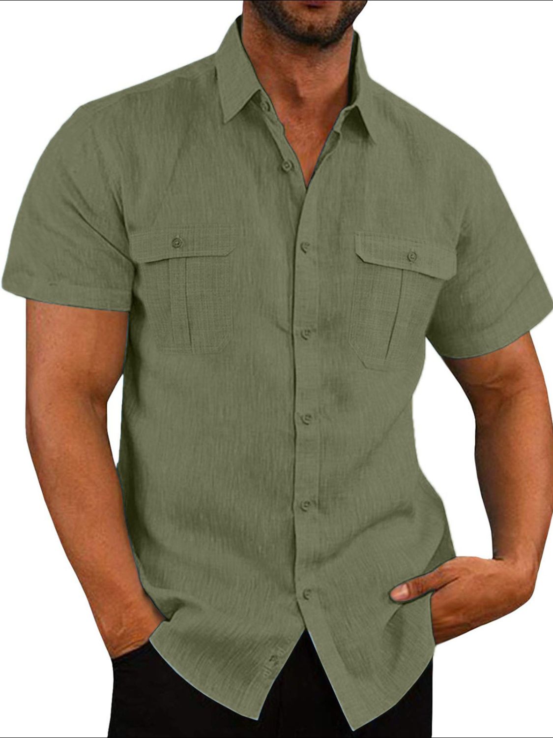 Men's Plus Size Collared Neck Short Sleeve Shirt.