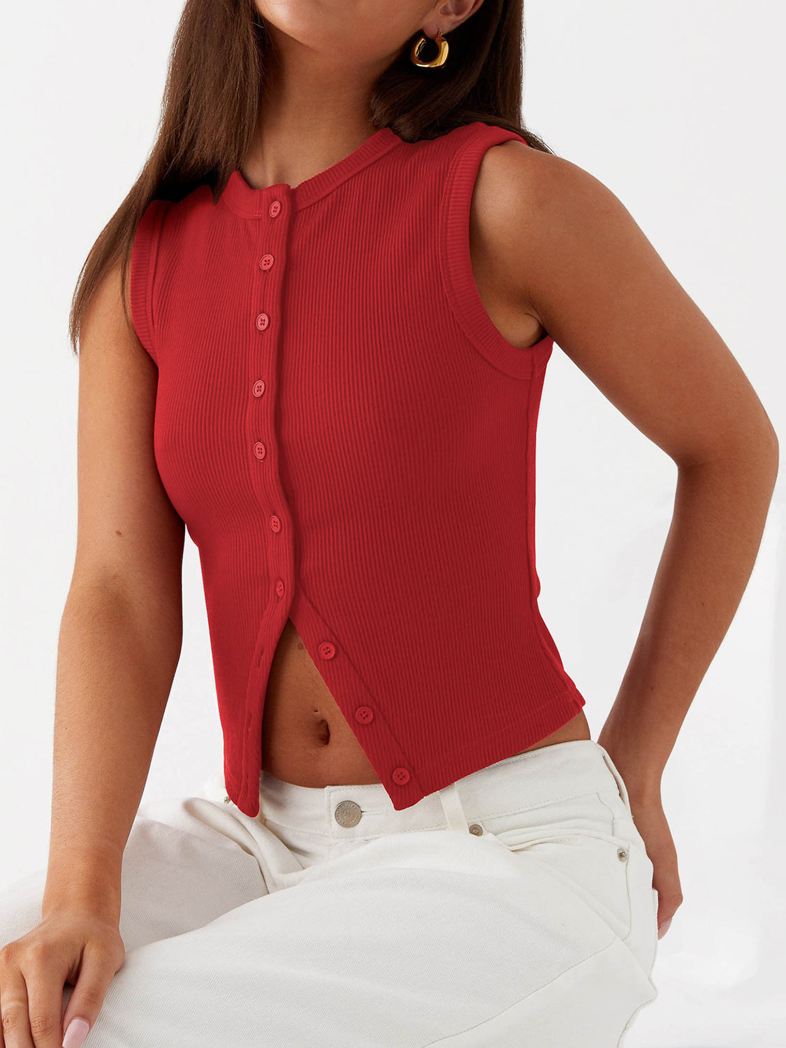 Lovelet Button Up Round Neck Tank.