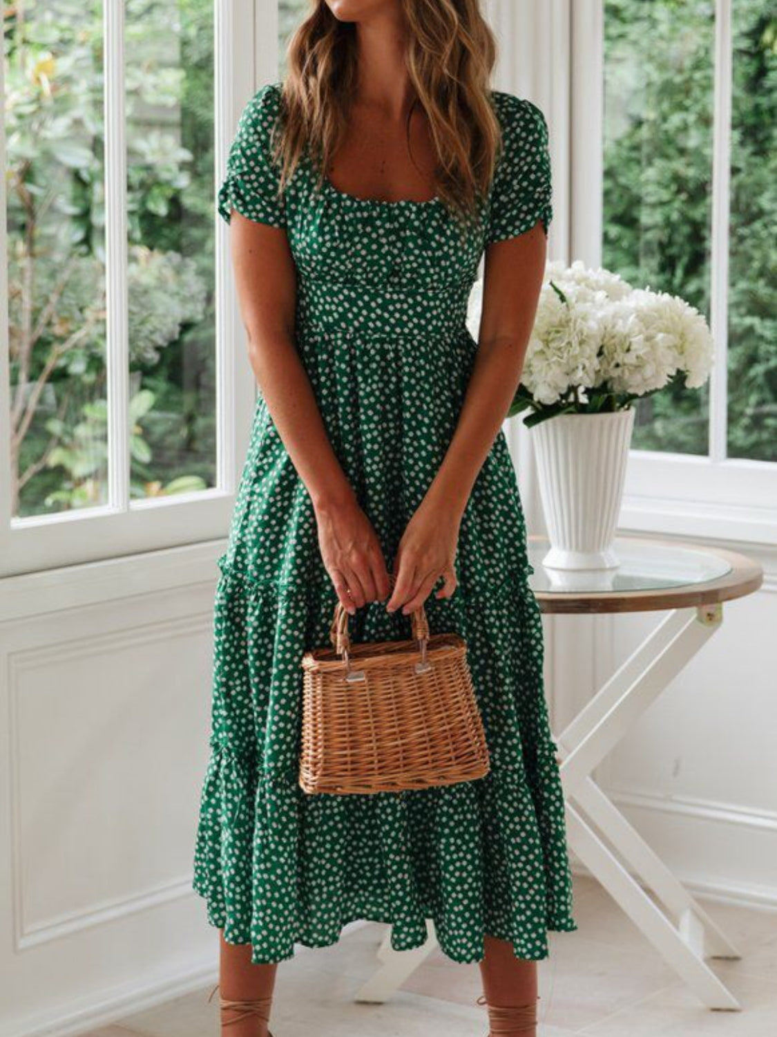 Chic Printed Midi Dress.