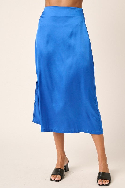 Mittoshop Side Slit Satin Midi Skirt.