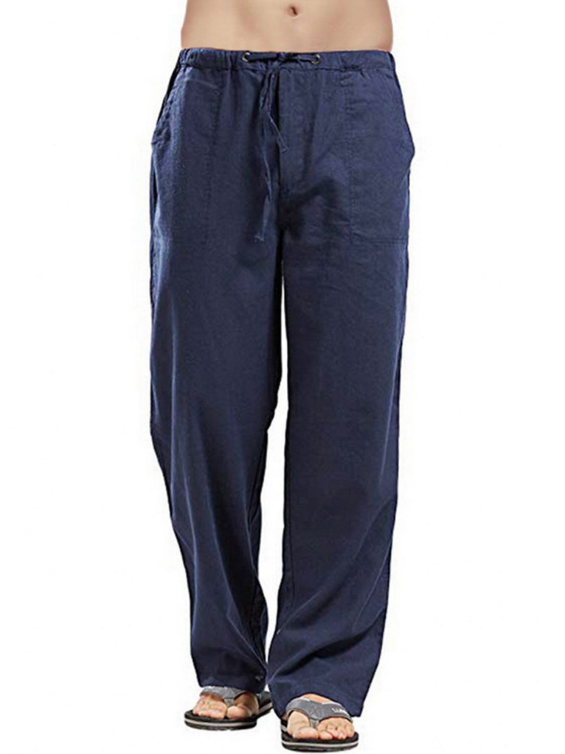Men's Full Size Drawstring Straight Leg Pants - Plus Size.