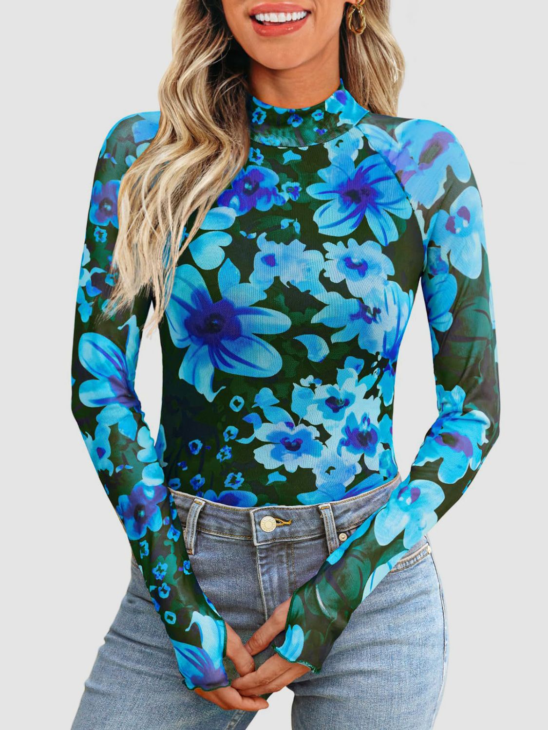 Vibrant Floral Long Sleeve Tee - Elevate Your Style.