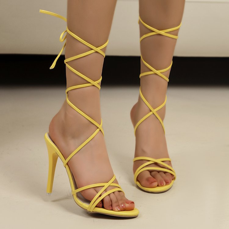 High Heel Cross Strap Stiletto Sandals.