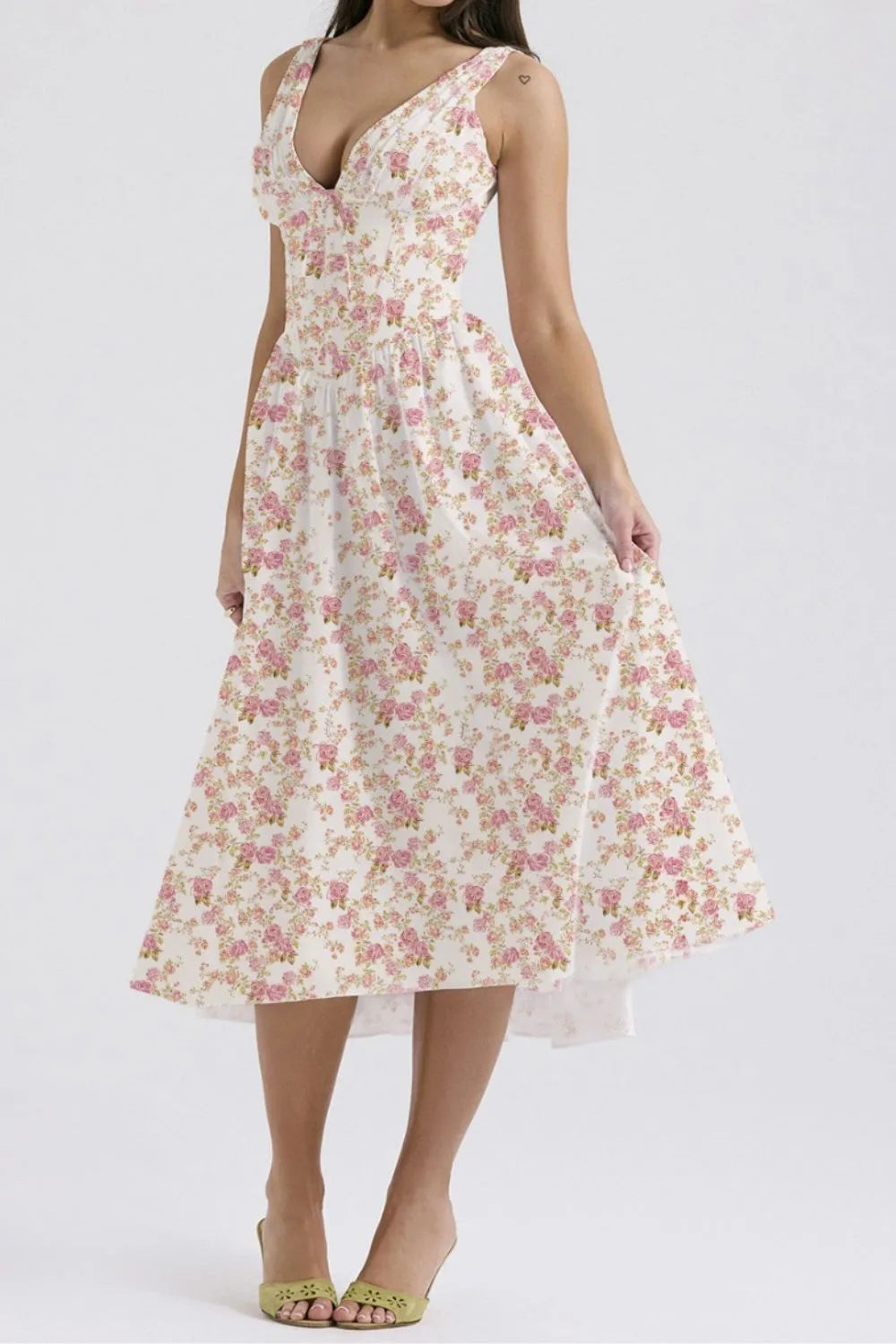 Floral Midi Dress with Pockets.