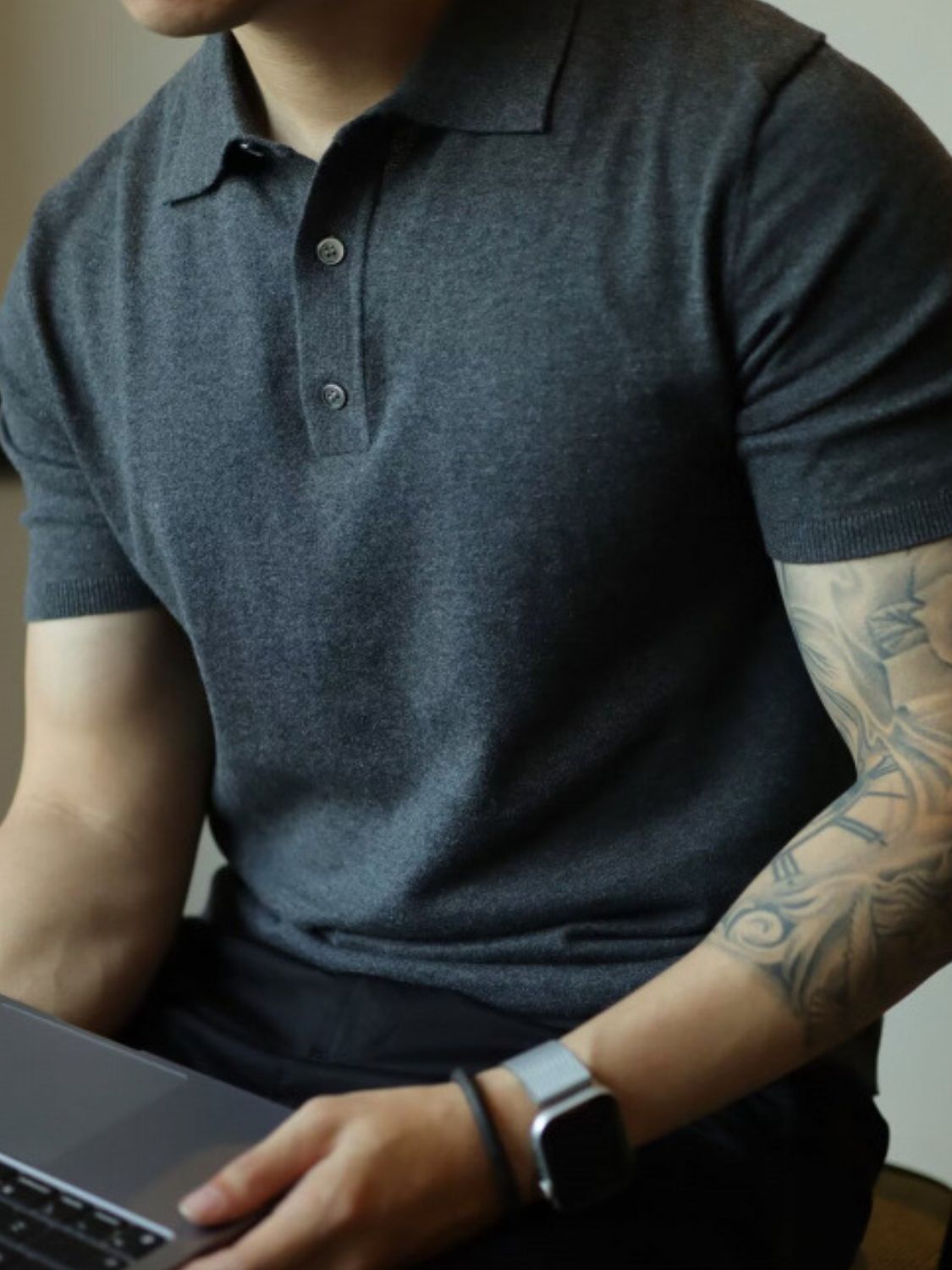 Men's Plus Size Button Detail Short Sleeve Polo.