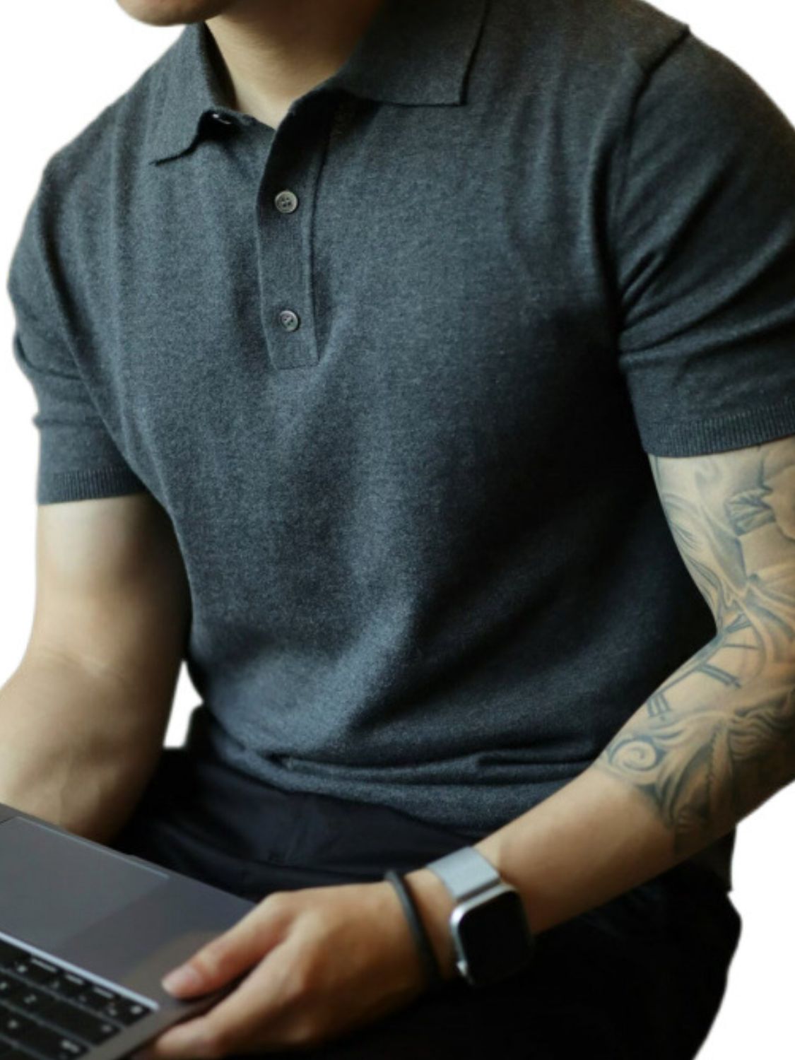 Men's Plus Size Button Detail Short Sleeve Polo.
