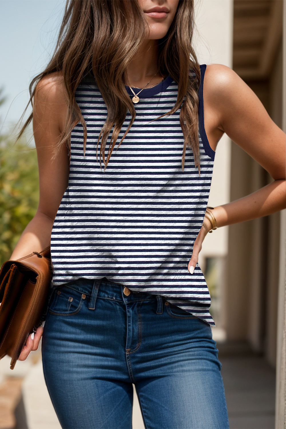 Stylish Printed Round Neck Tank - Designer Inspired.