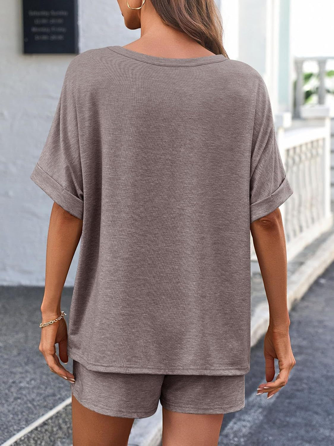 Comfortable and Stylish Round Neck T-Shirt and Drawstring Shorts Set.