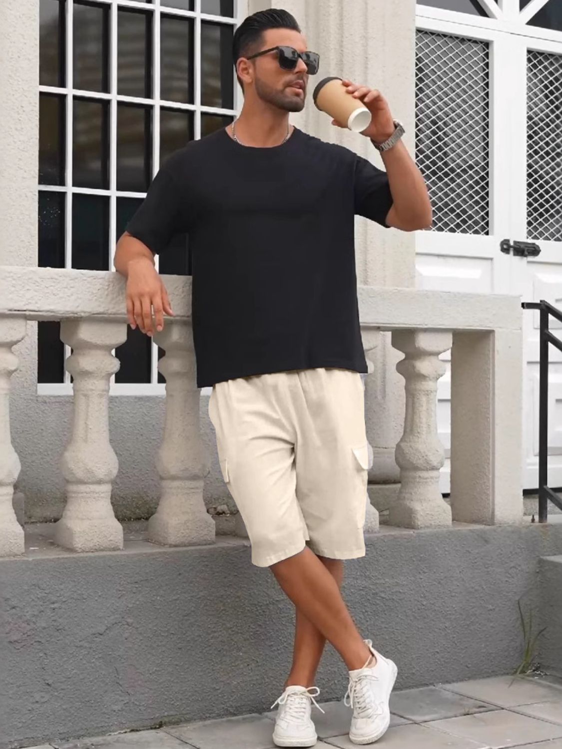 Men's Cargo Pocket Drawstring Shorts - Plus Size Comfort.