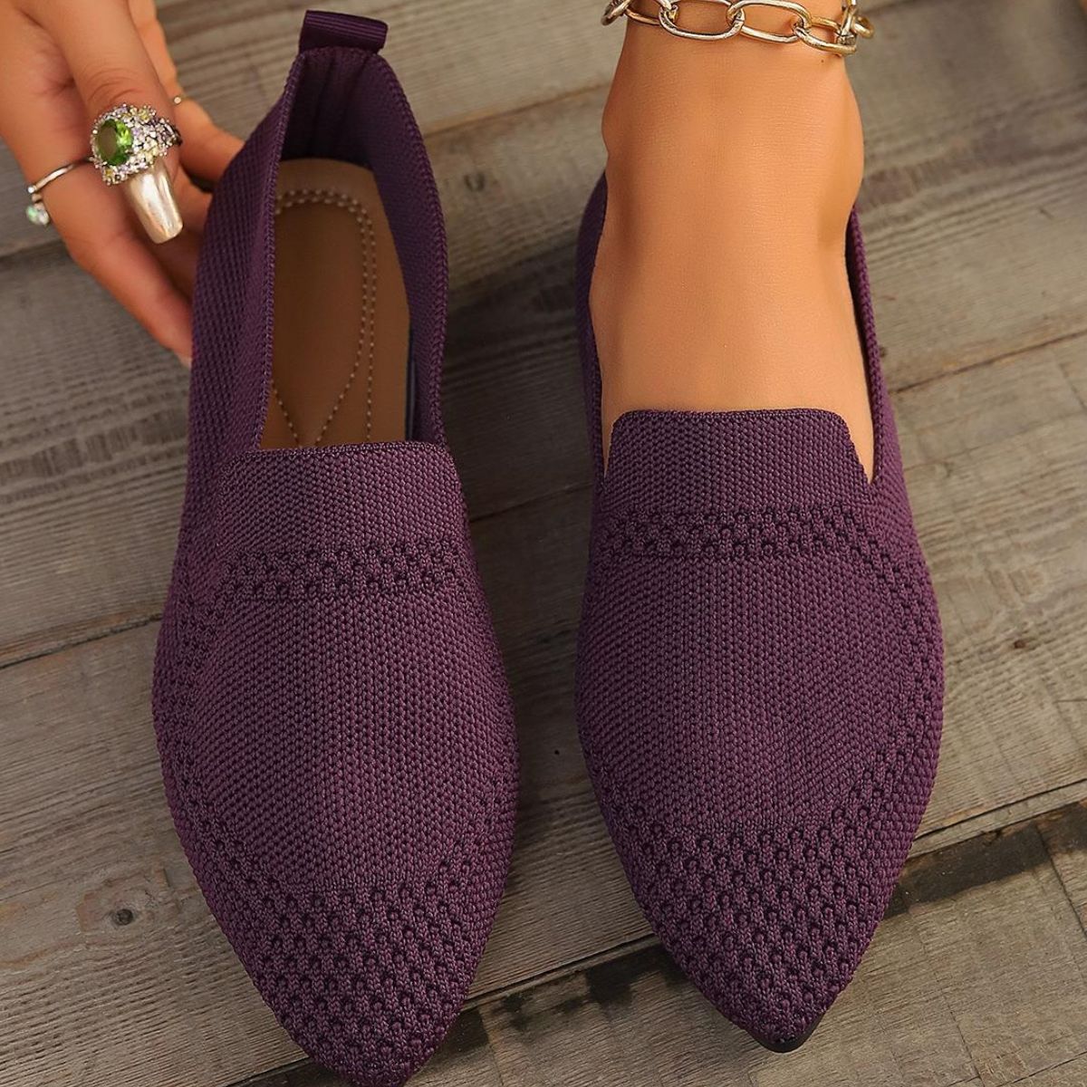 Step into Style with Point Toe Mesh Flats Slip-Ons.
