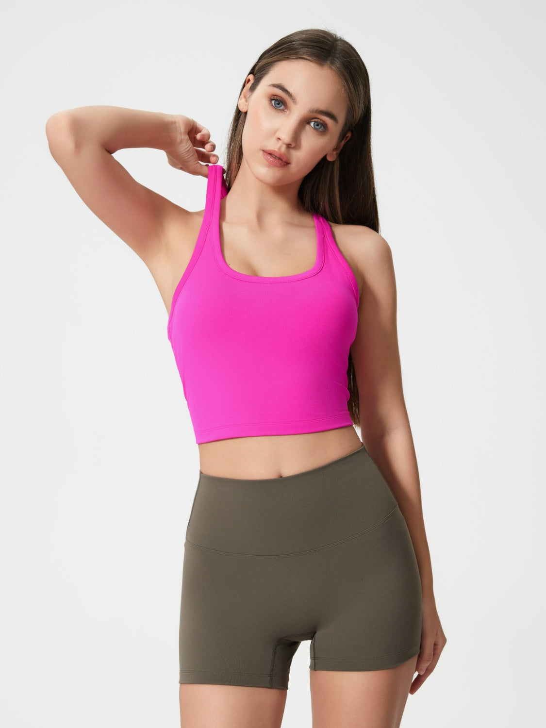 Millennia Scoop Neck Active Tank with Detachable Chest Pads.