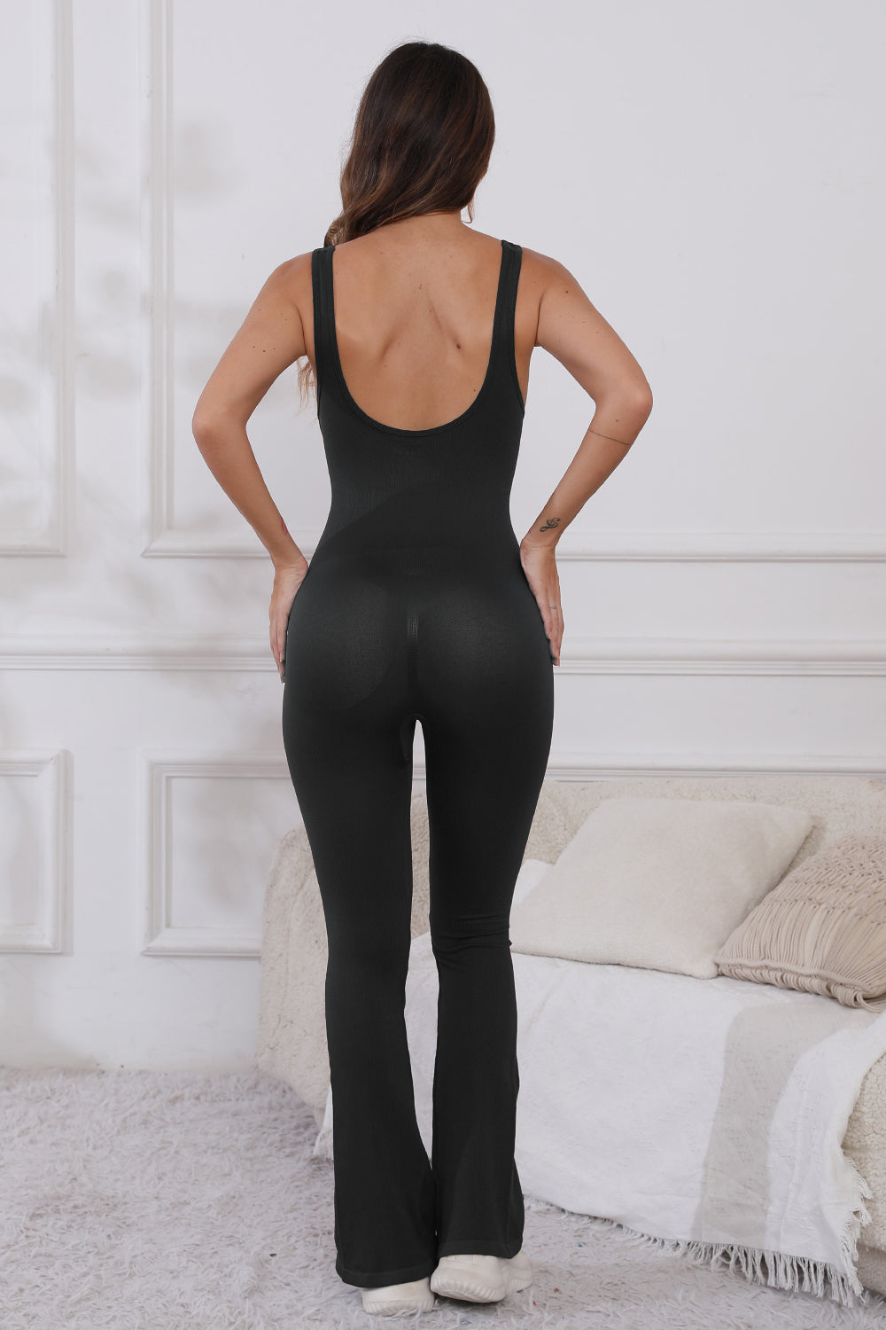 Scoop Neck Wide Strap Active Jumpsuit.