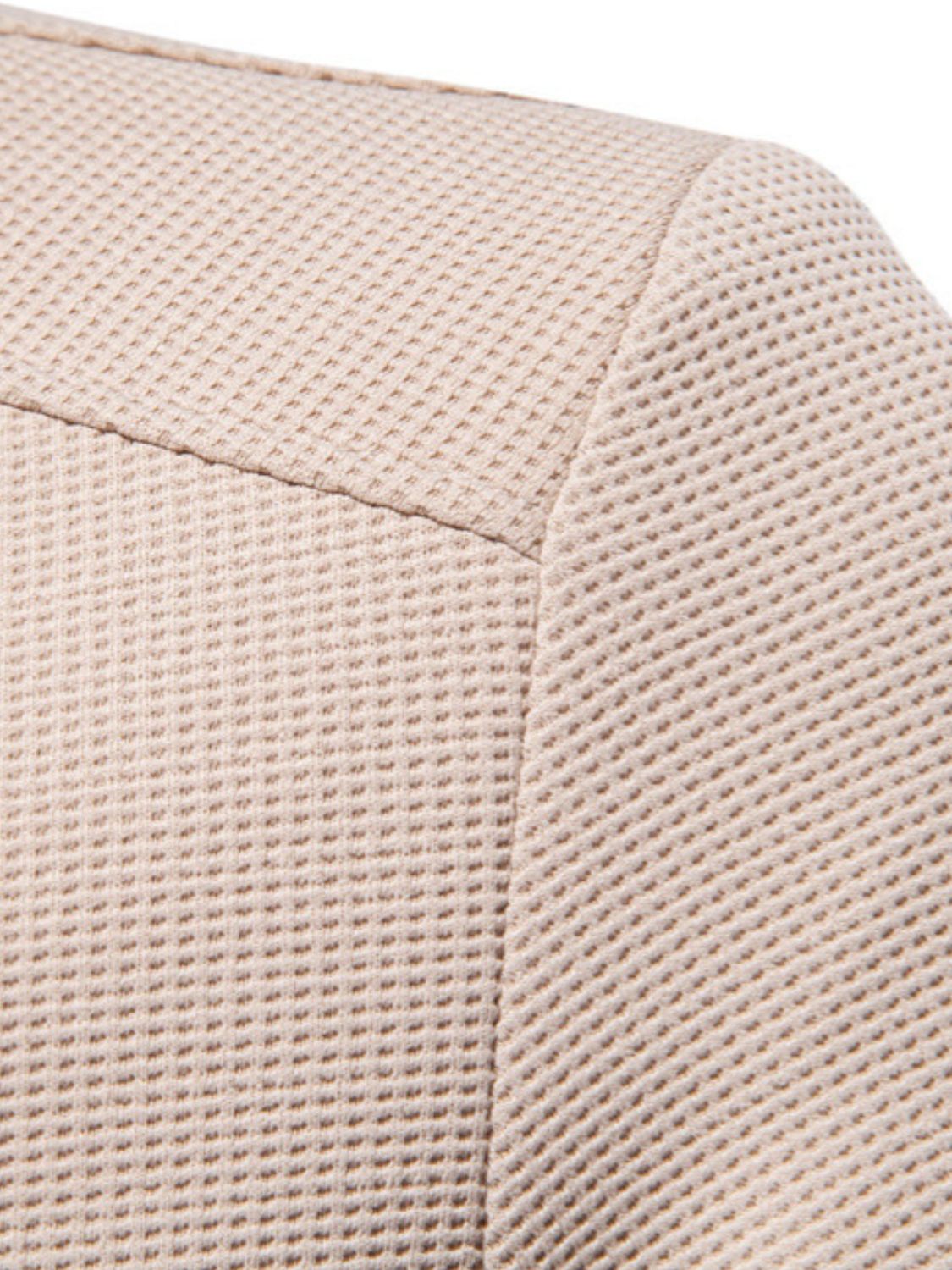 Waffle Knit Baseball Collar Zip Up Jacket.