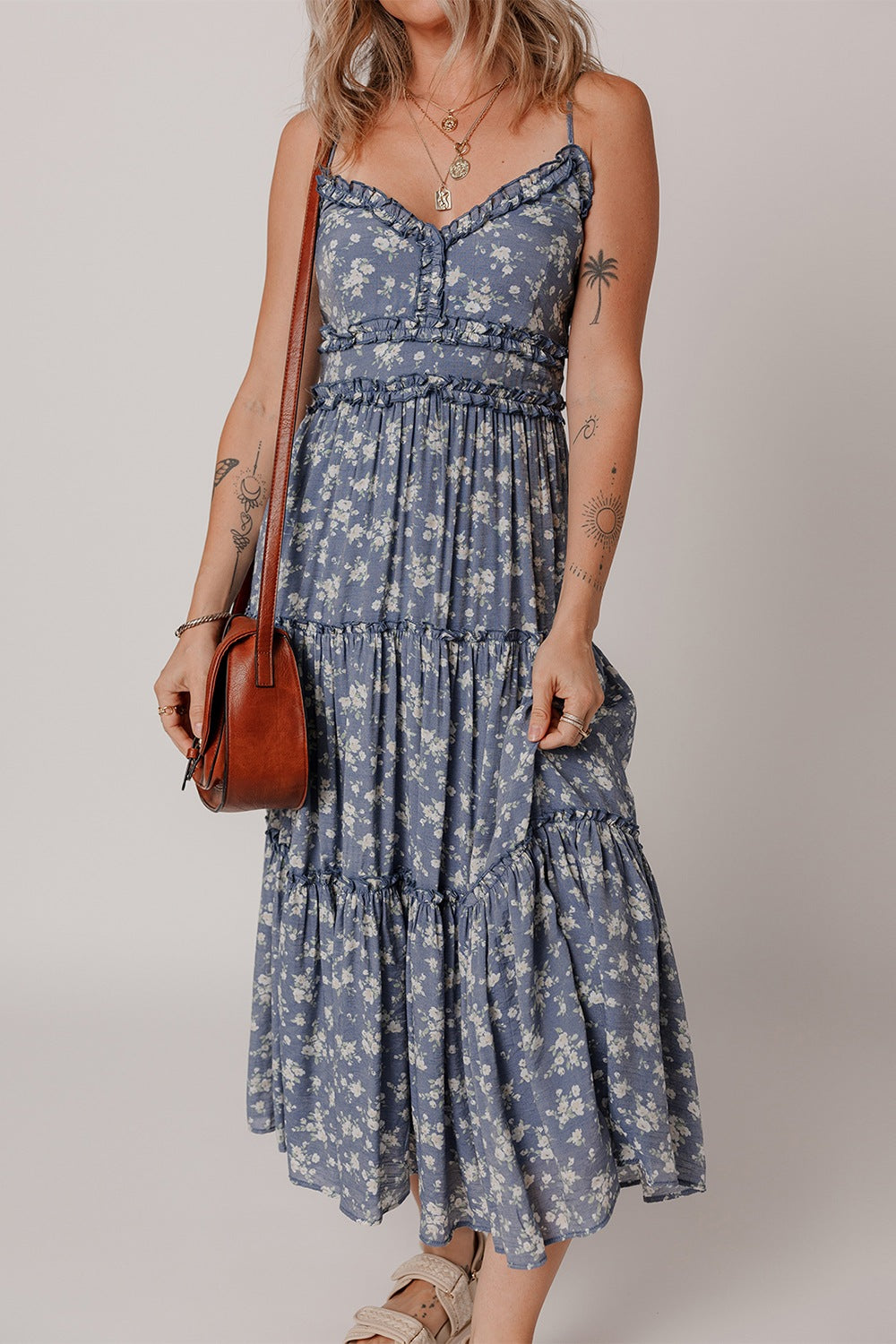 Enchanting Floral Tiered Midi Dress - Romantic Summer Essential.