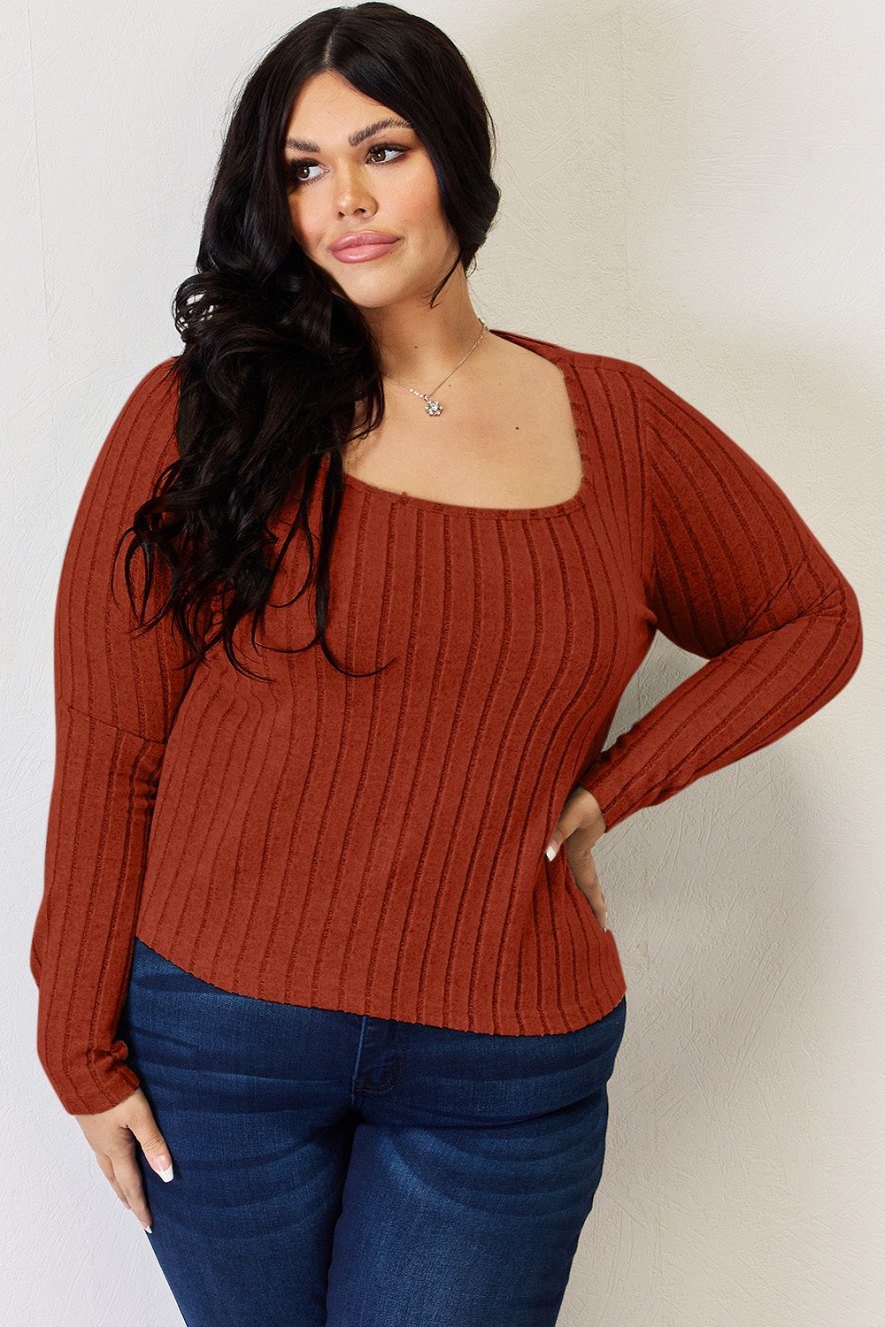 Basic Bae Full Size Ribbed Long Sleeve T-Shirt.