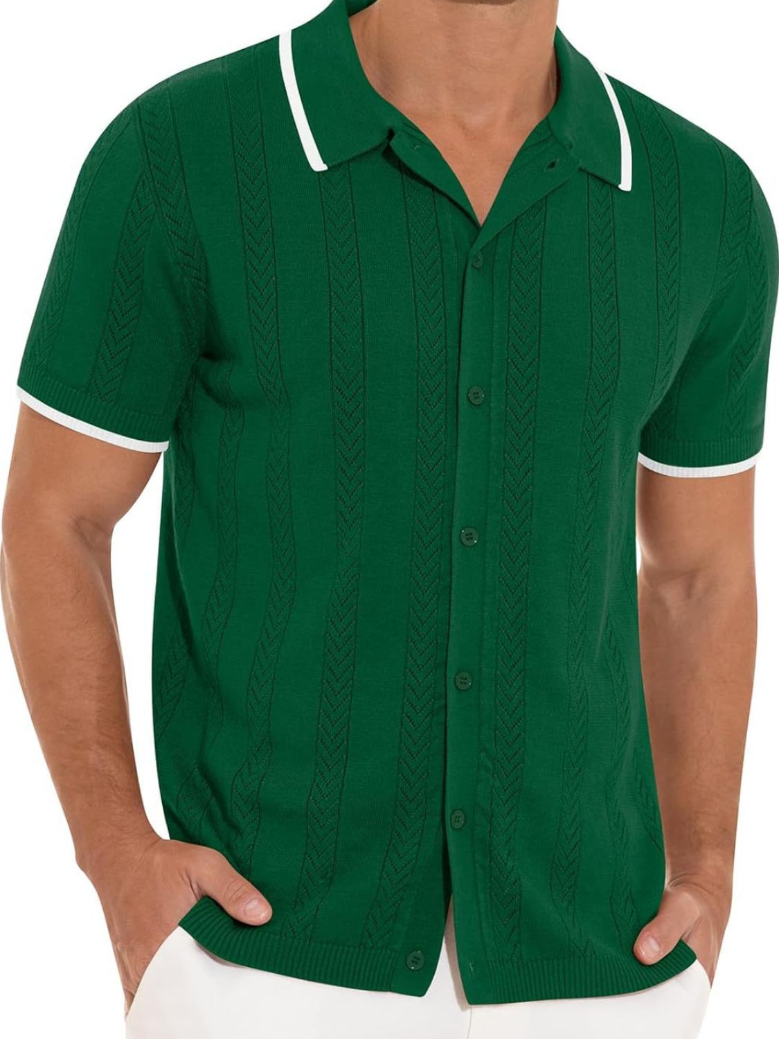 Men's Plus Size Button Down Short Sleeve Shirt - Classic Casual Style.