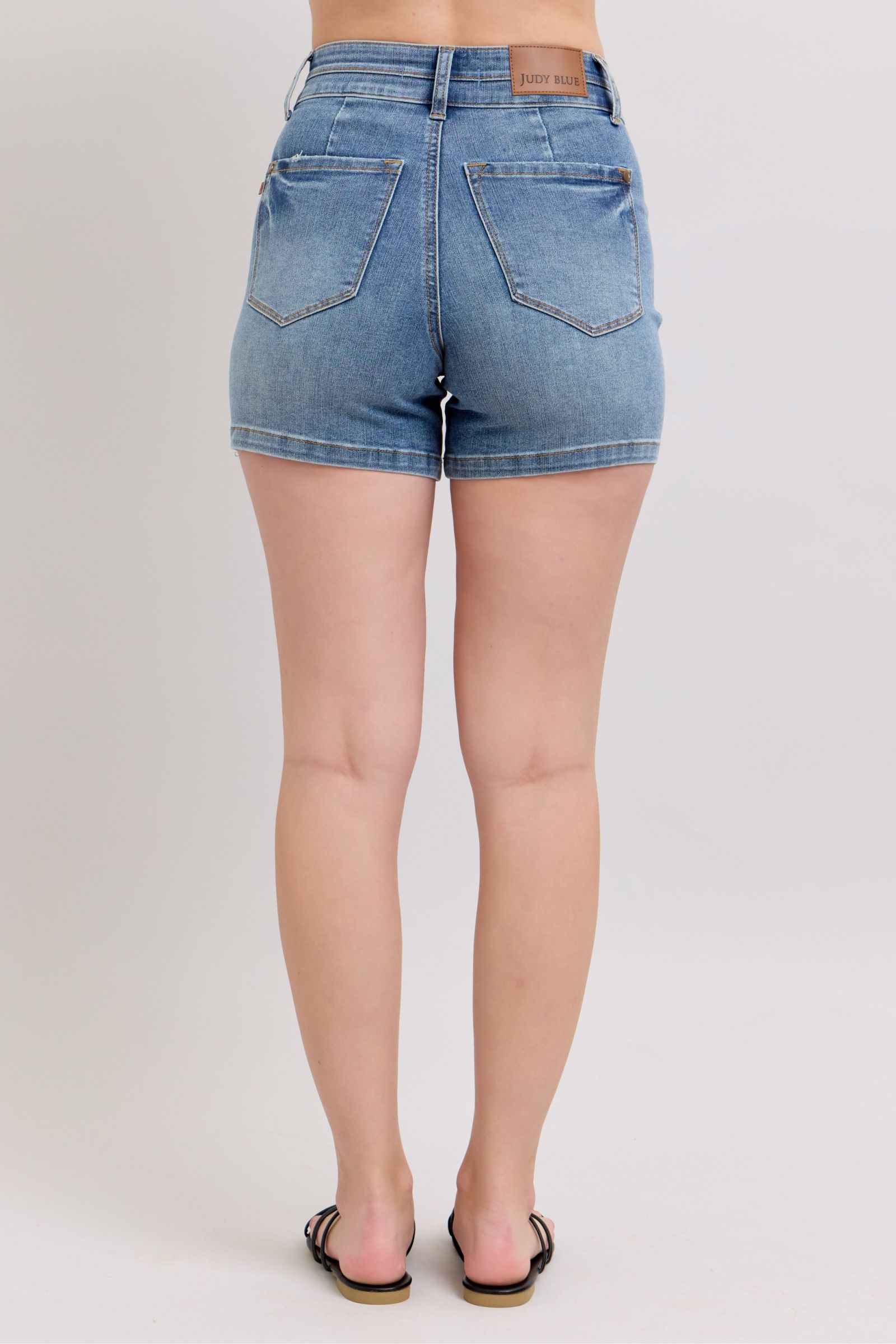 Judy Blue Full Size High Rise Tummy Control Denim Shorts Plus Size.