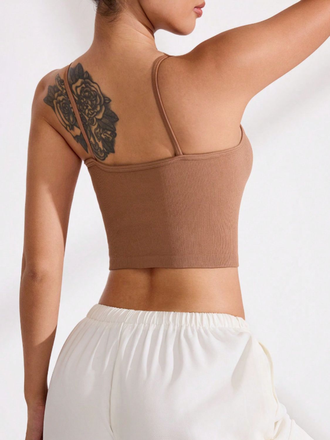 Ribbed Half Button Cropped Active Cami.